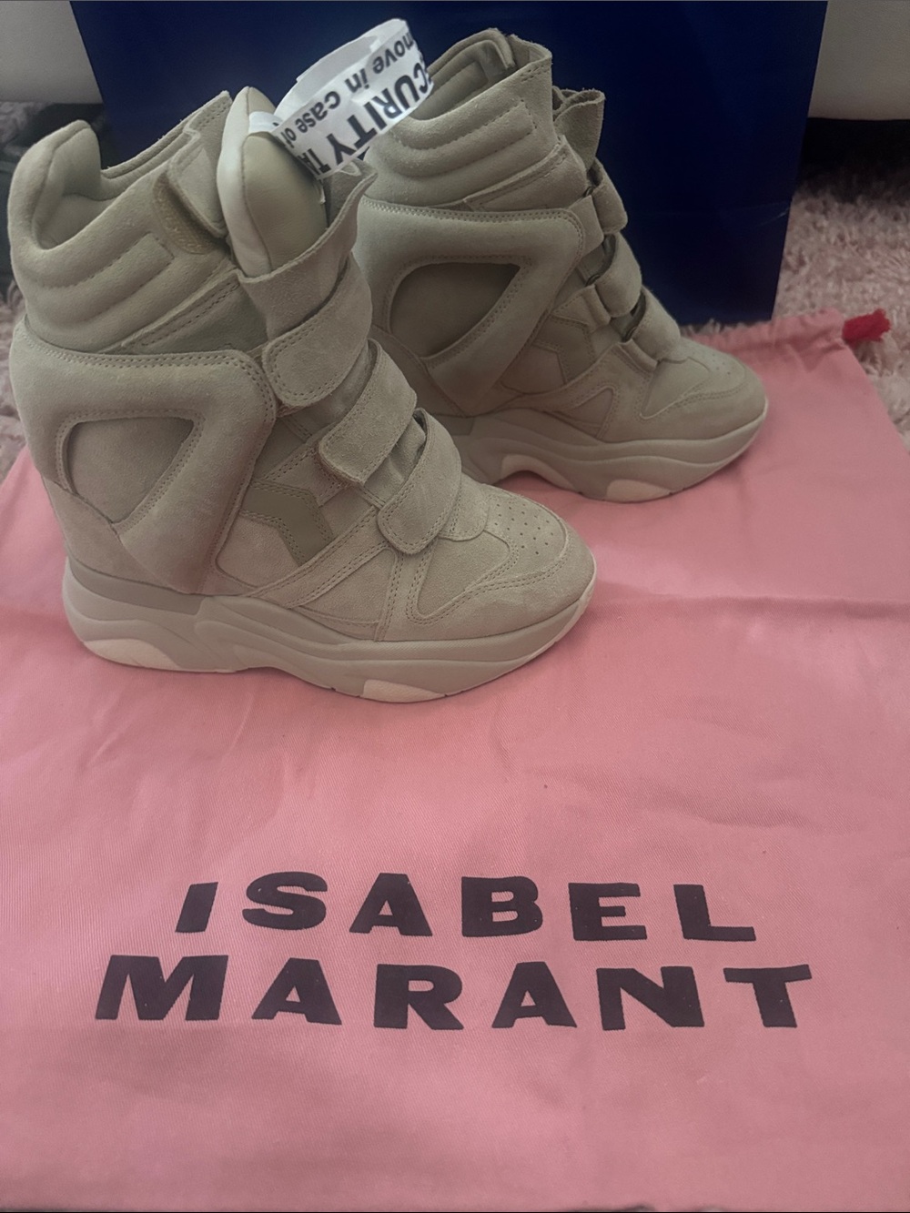 Isabel Marant Beige Suede Wedge Sneaker Boots